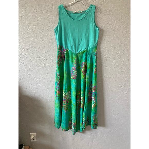 Soft Surroundings Women Small Sleeveless Green Floral Maxi Dress - Picture 5 of 8